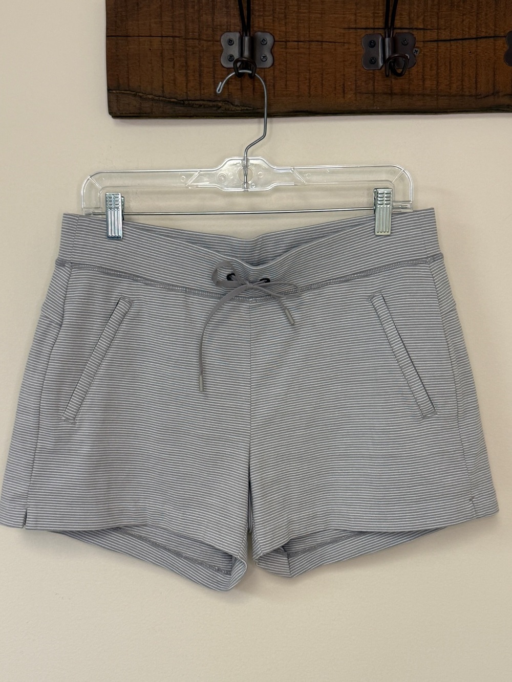 Athleta: Women’s Gray / White Striped Modern Metro Shorts, Size M